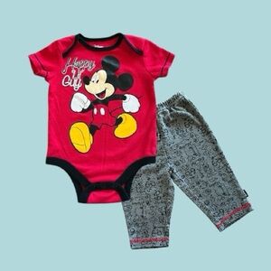 Disney Red and Gray Mickey Mouse Kids Matching Set